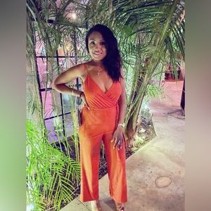 Jumpsuit available in rust and olive